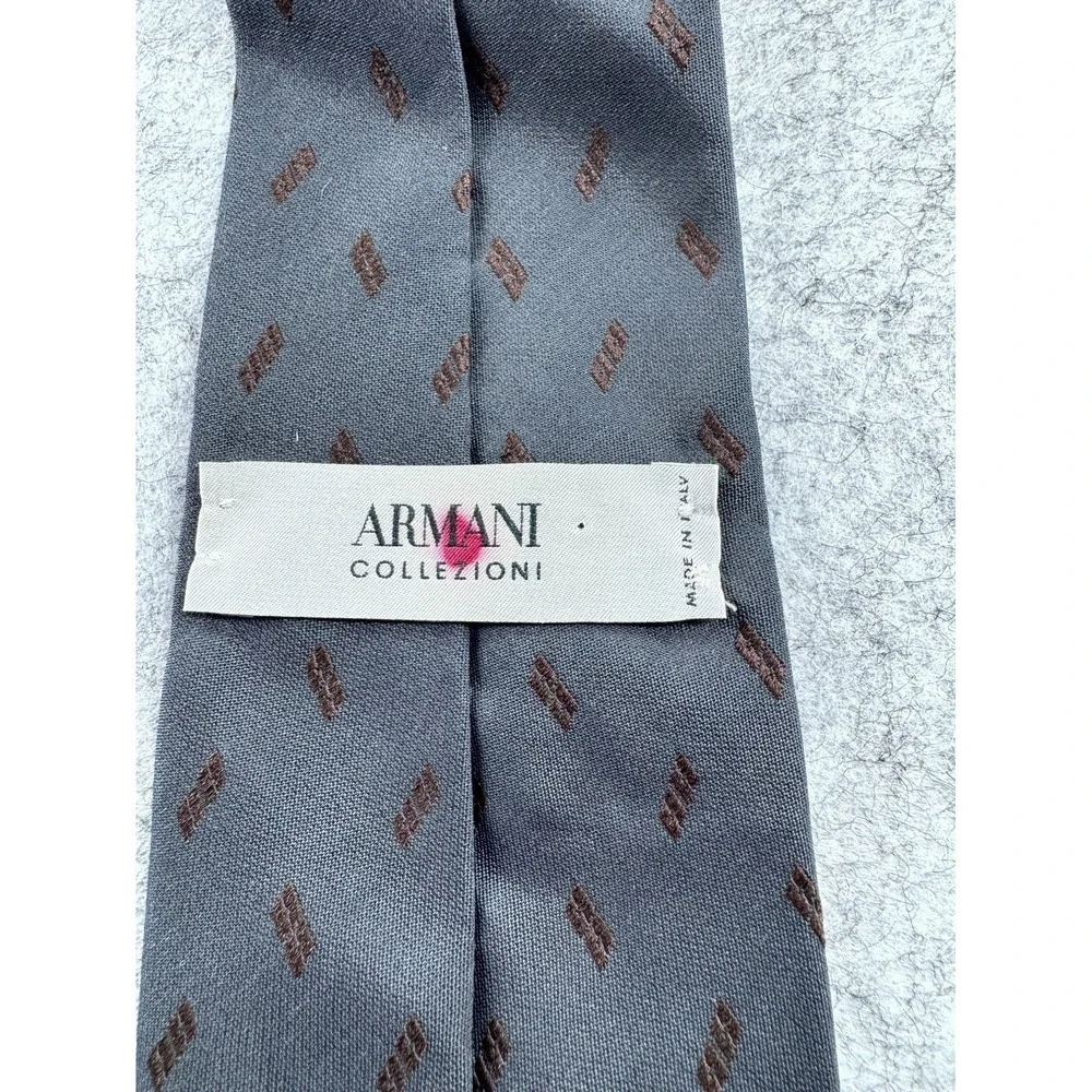 Armani Collezioni Jacquard Geometric Pointed Silk Necktie Men's Gray Luxury